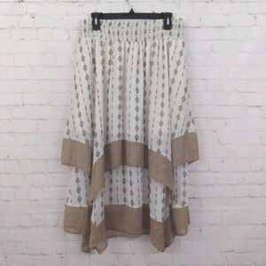 Style & Co Skirt Womens Large Ivory Geometric Layered Asymmetrical Boho Aztec